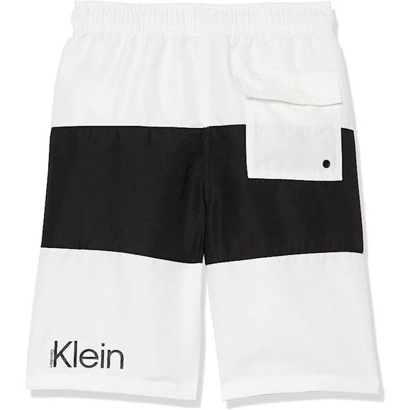 Calvin Klein Black & White Boys' Swim Trunk with UPF 50+ Sun Protection, 14-16 - Picture 2 of 16